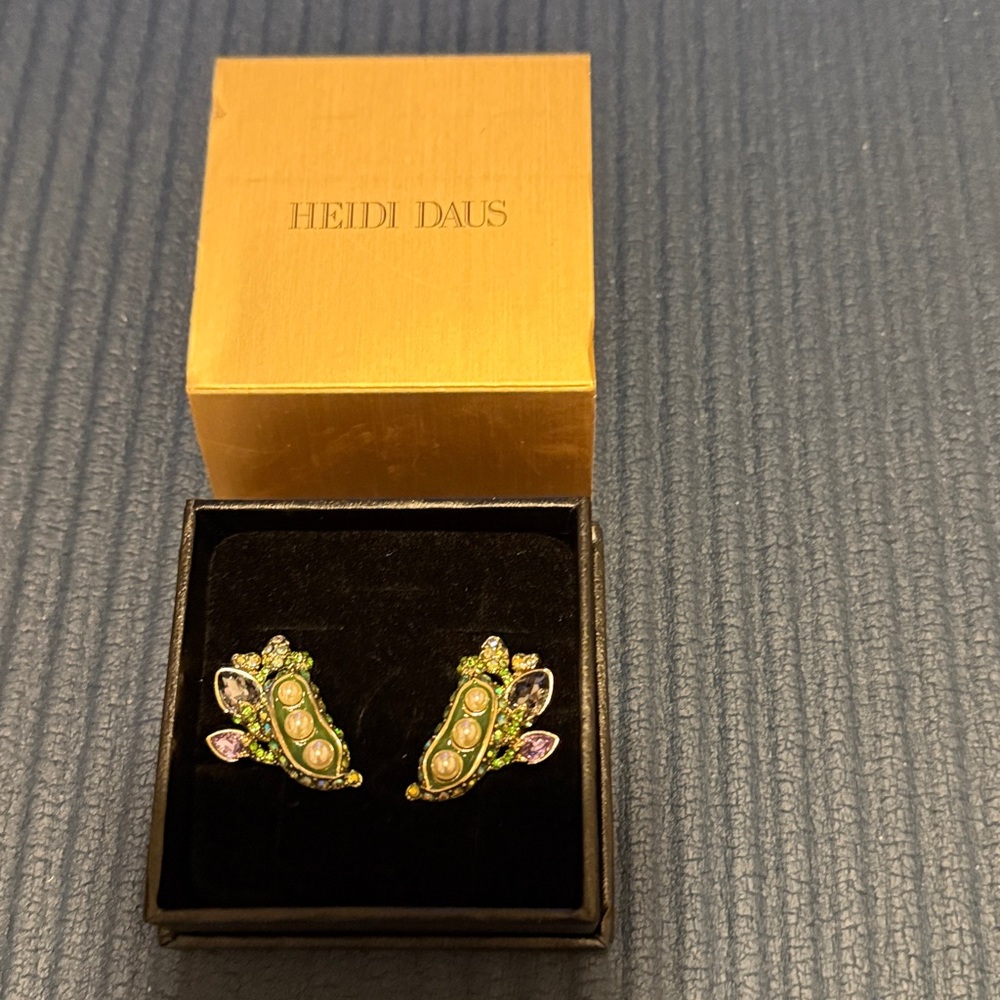 Heidi Daus Green and Purple Crystal Earrings omega